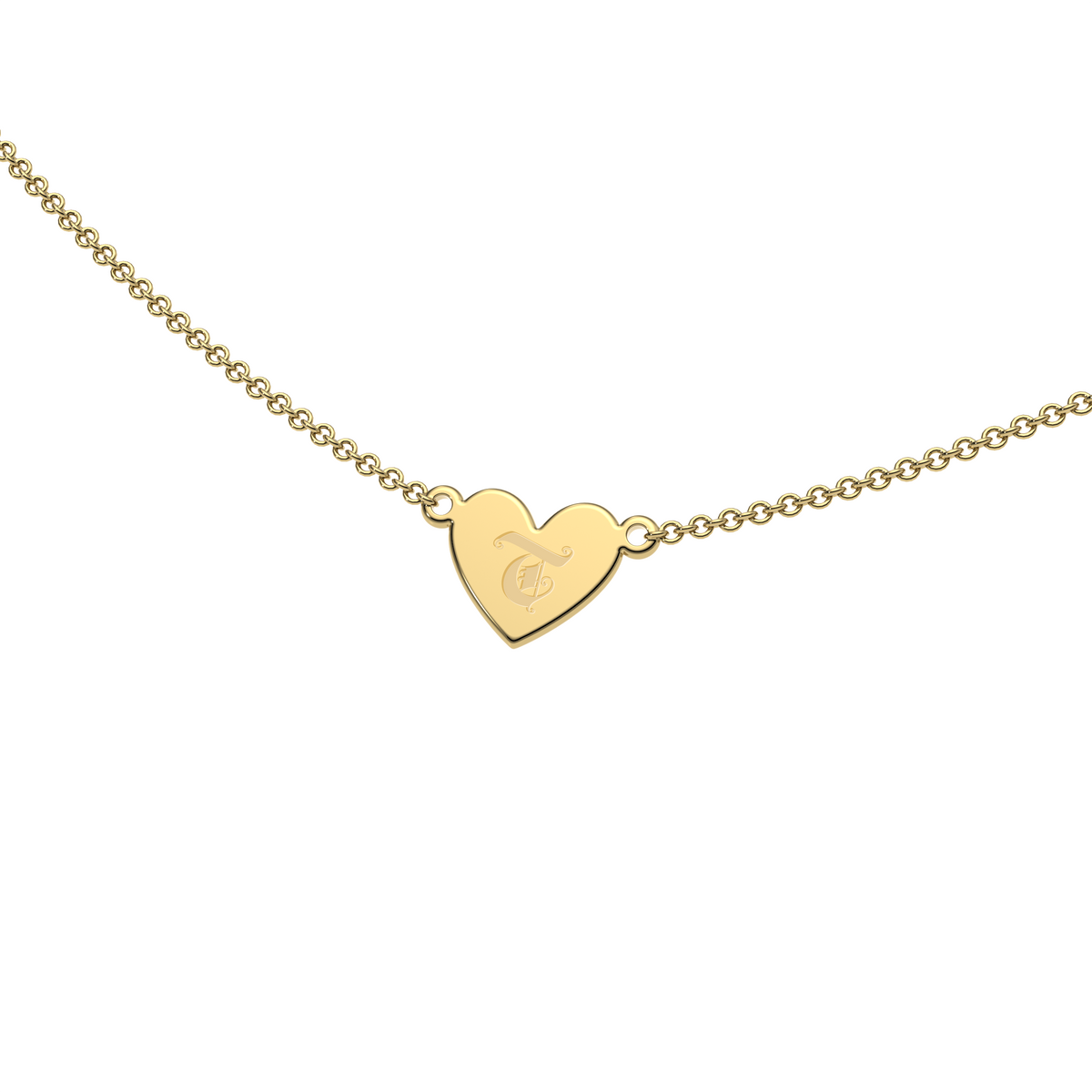 9ct Yellow Gold Engravable Gothic Heart Necklace