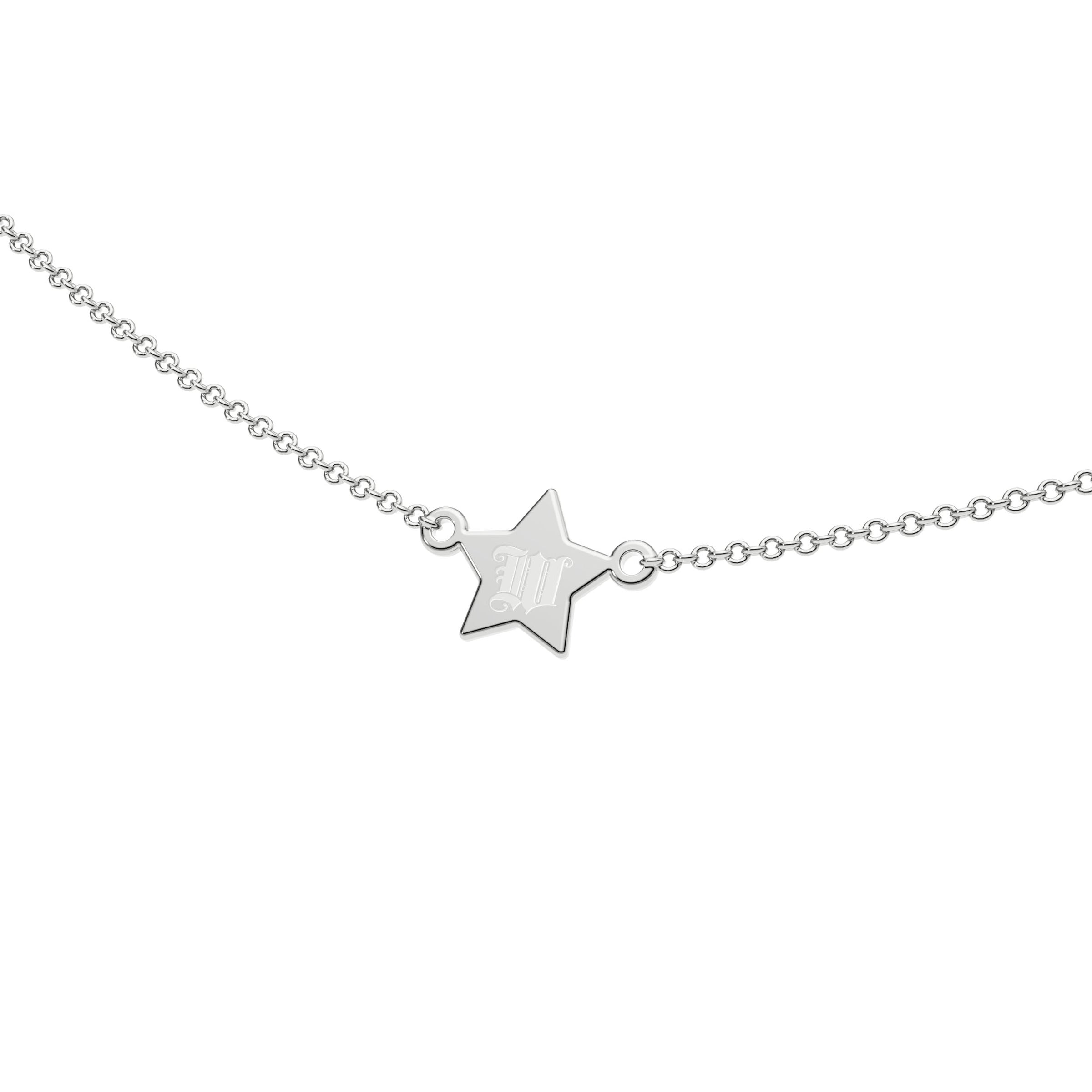 9ct White Gold Engravable Gothic Star Necklace