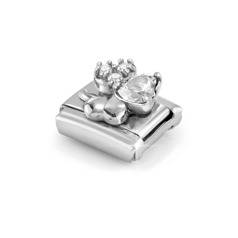 Nomination White CZ Clover Sterling Silver and Stainless Steel Composable Charm