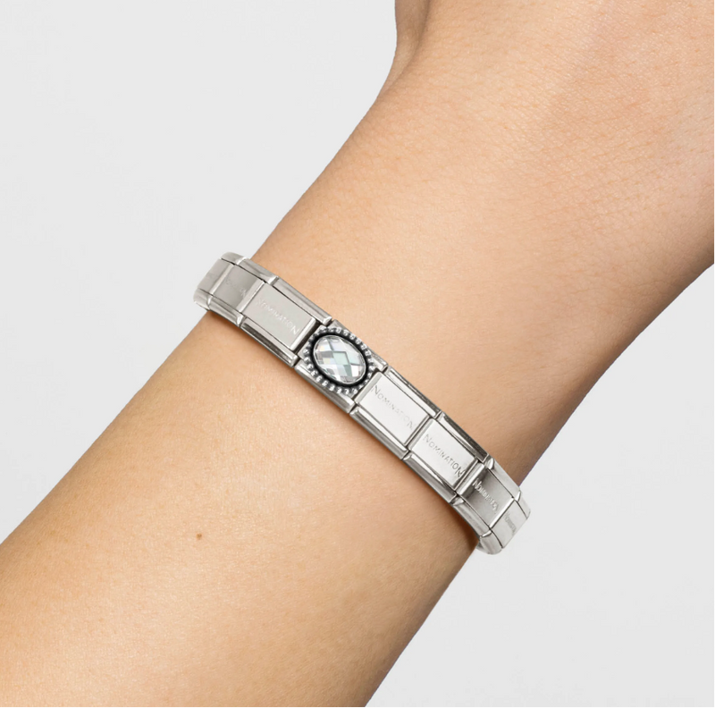 Nomination White Oval CZ Sterling Silver and Stainless Steel Composable Charm