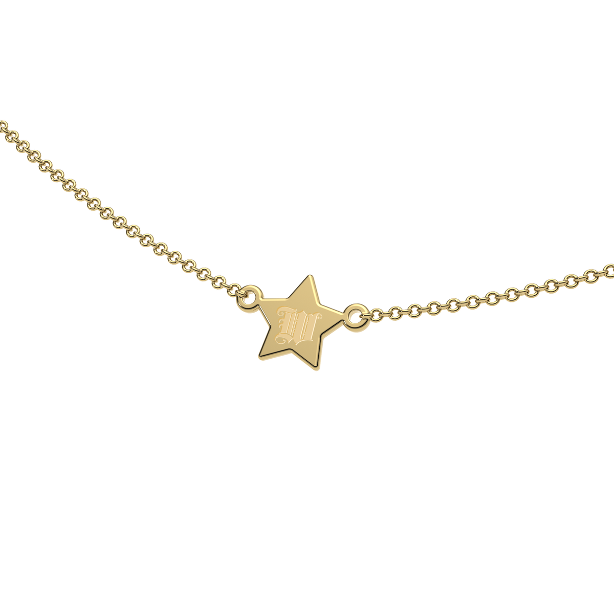 9ct Yellow Gold Engravable Gothic Star Necklace
