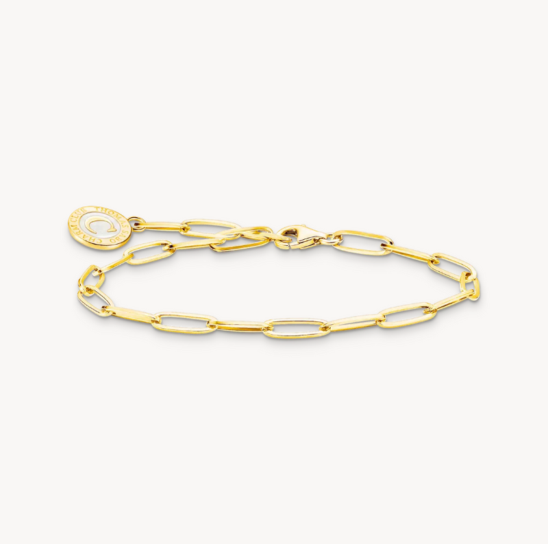 Thomas Sabo Gold Plated Sterling Silver Paperclip Charm Bracelet