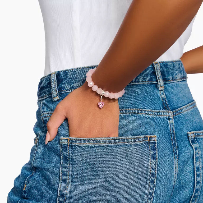 Thomas Sabo Sterling Silver Rose Quartz Charm Bracelet