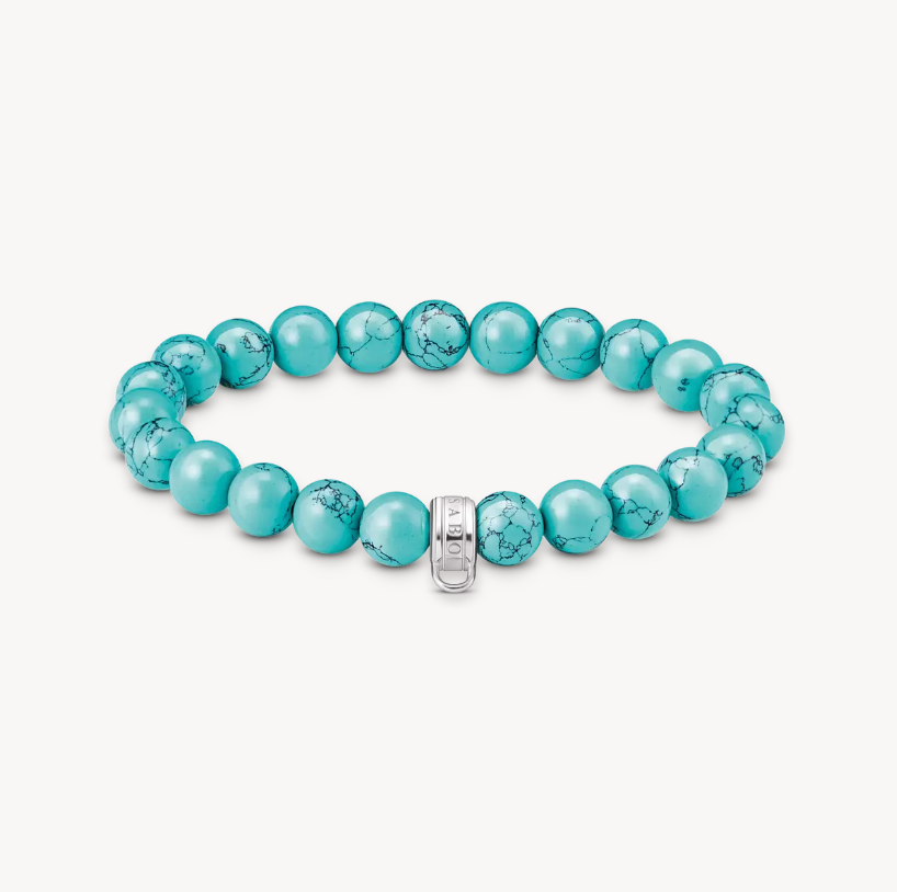 Thomas Sabo Sterling Silver Turquoise Bead Charm Bracelet