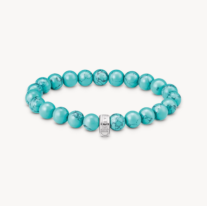 Thomas Sabo Sterling Silver Turquoise Bead Charm Bracelet