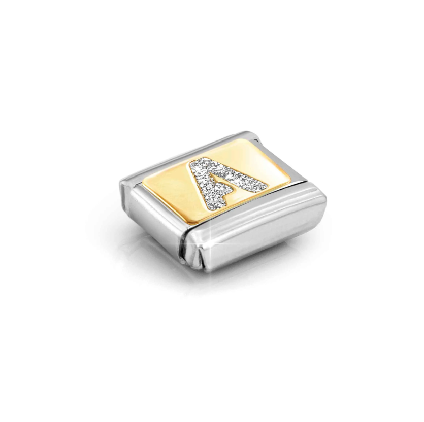 Nomination Glitter Letter A 18ct Gold and Stainless Steel Composable Charm