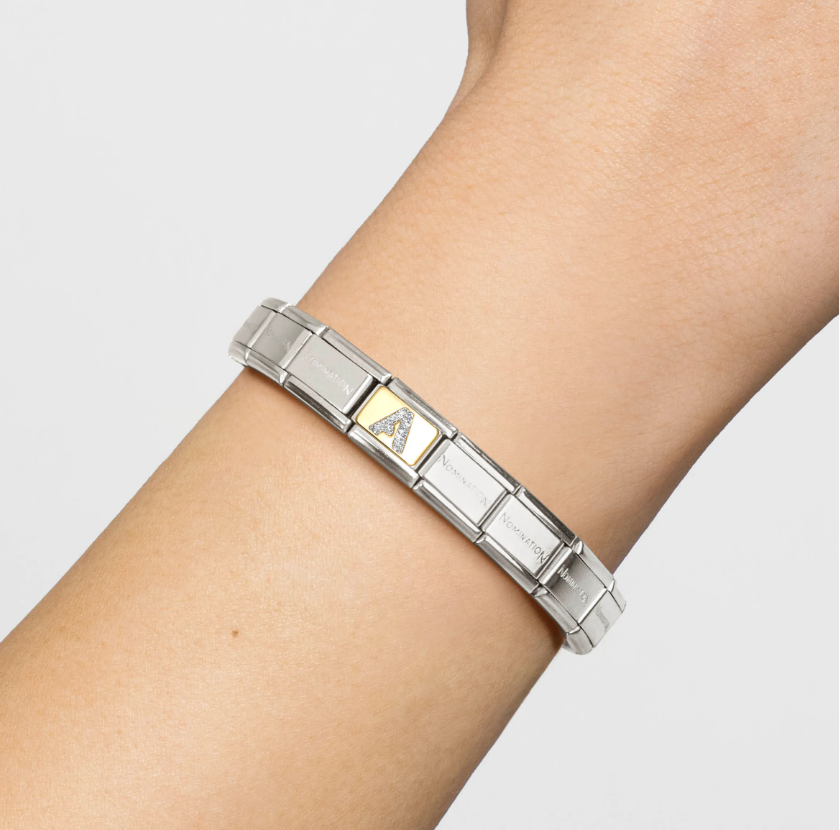 Nomination Glitter Letter A 18ct Gold and Stainless Steel Composable Charm