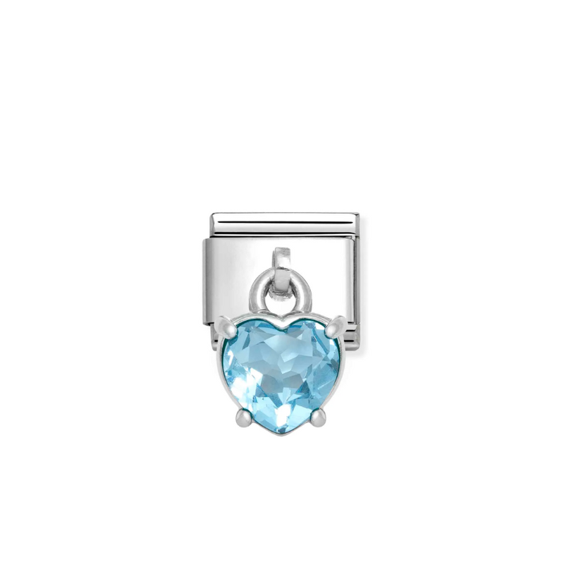 Nomination Blue Heart CZ Pendant Sterling Silver and Stainless Steel Composable Charm