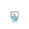 Nomination Blue Heart CZ Pendant Sterling Silver and Stainless Steel Composable Charm