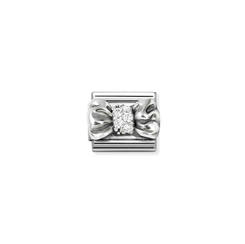 Nomination Bow with CZ Sterling Silver and Stainless Steel Composable Charm