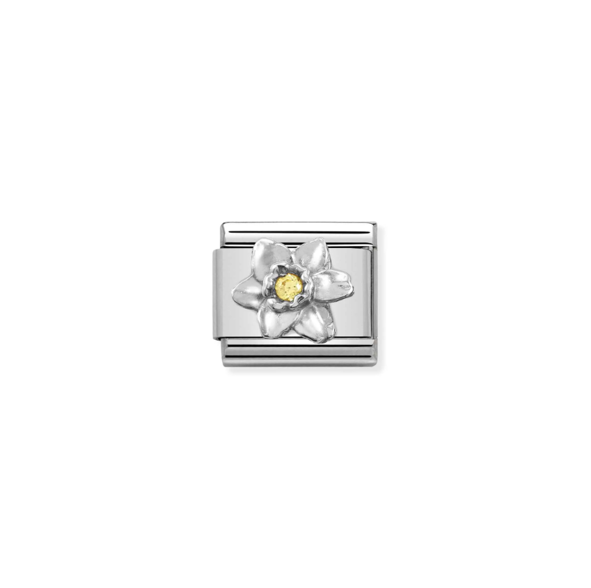 Nomination CZ Daffodil Sterling Silver and Stainless Steel Composable Charm