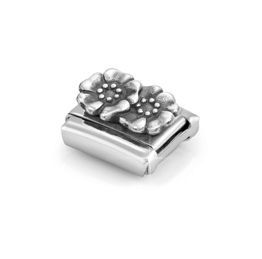 Nomination Double Flower Sterling Silver and Stainless Steel Composable Charm