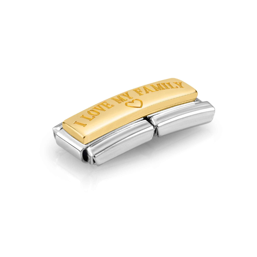 Nomination 'I LOVE MY FAMILY' Double 18ct Gold and Stainless Steel Composable Charm