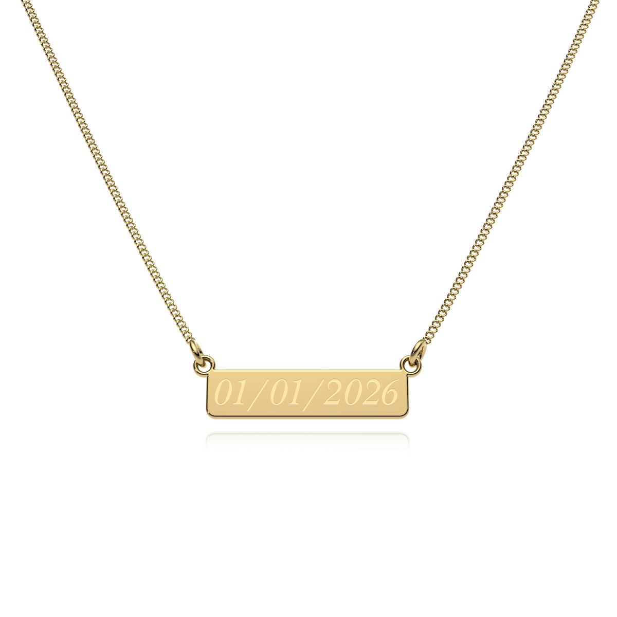 9ct Yellow Gold Engravable Bar Necklace