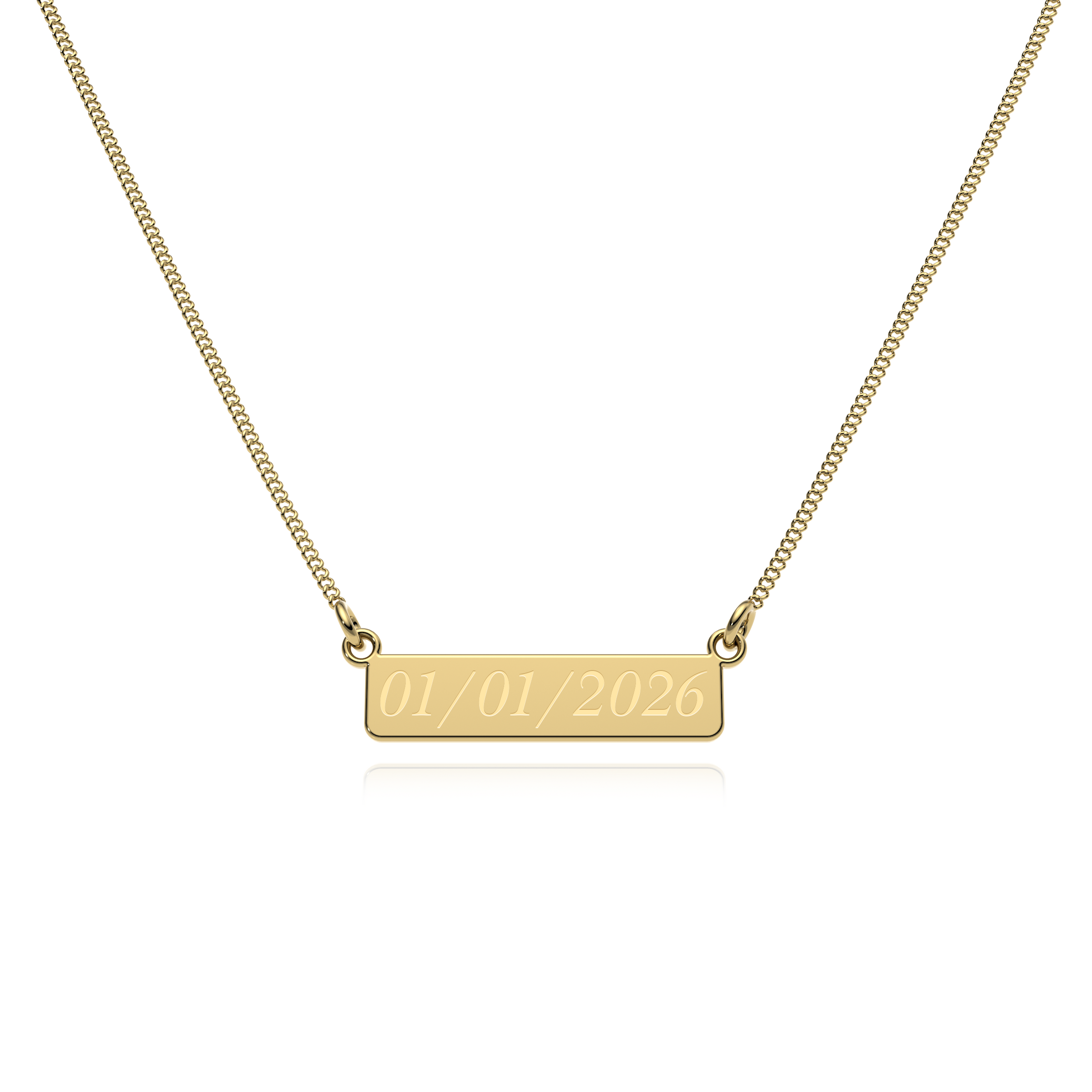 9ct Yellow Gold Engravable Bar Necklace