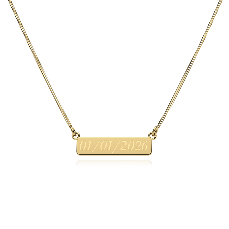 9ct Yellow Gold Engravable Bar Necklace
