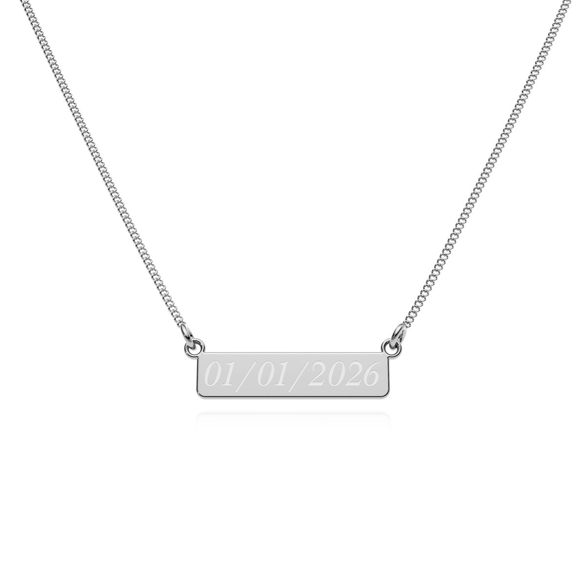9ct White Gold Engravable Bar Necklace