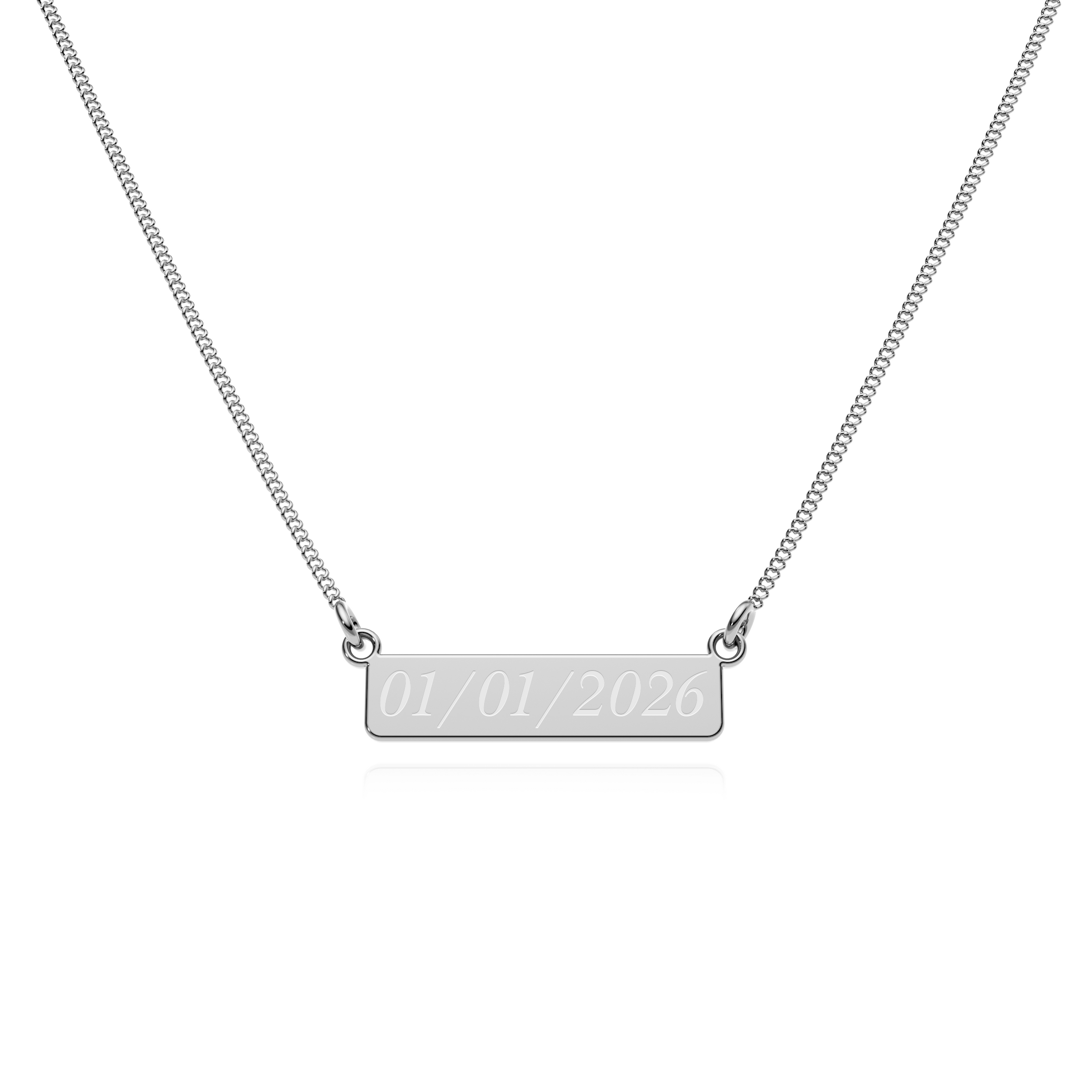 9ct White Gold Engravable Bar Necklace