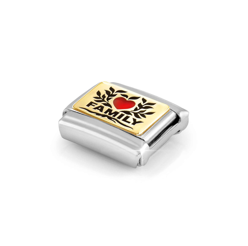 Nomination Family with Red Heart 18ct Gold and Stainless Steel Composable Charm