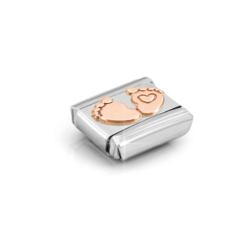 Nomination Baby Feet with Heart 9ct Gold and Stainless Steel Composable Charm