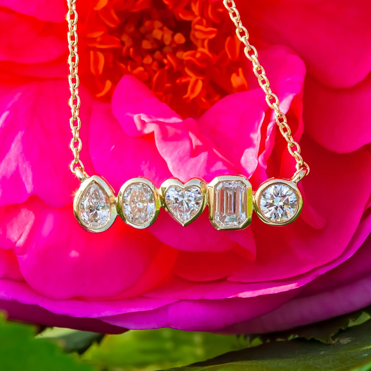 9ct Yellow Gold 0.55ct Mixed Cut Lab Diamond Necklace