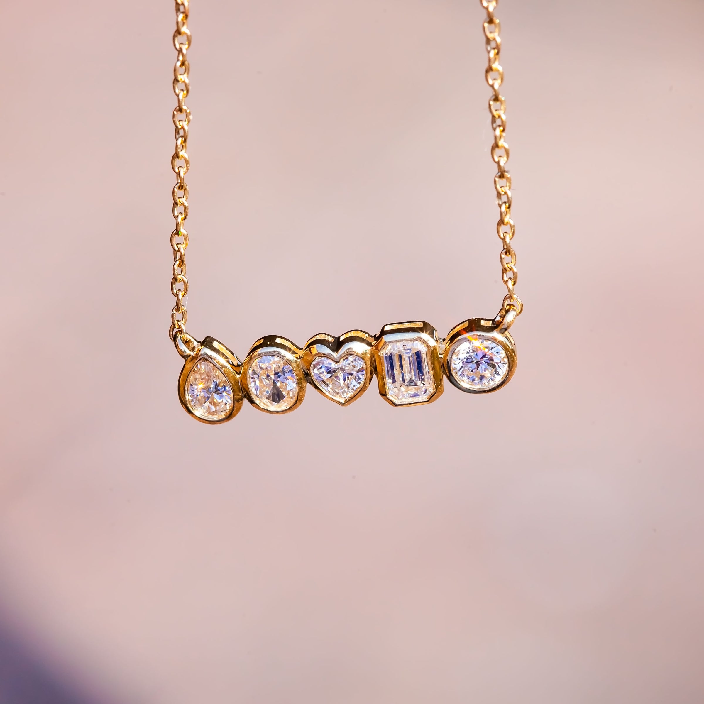9ct Yellow Gold 0.55ct Mixed Cut Lab Diamond Necklace