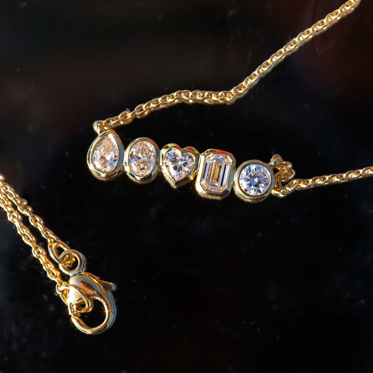 9ct Yellow Gold 0.55ct Mixed Cut Lab Diamond Necklace