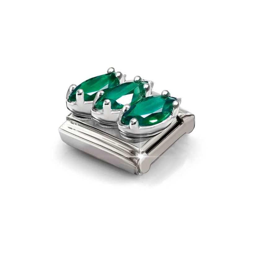 Nomination Green CZ Trilogy  Sterling Silver and Stainless Steel Composable Charm