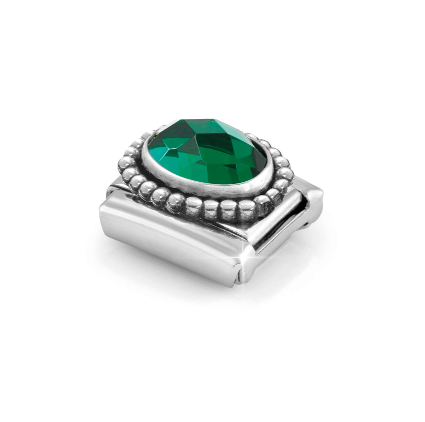 Nomination Dark Green CZ Oval Sterling Silver and Stainless Steel Composable Charm