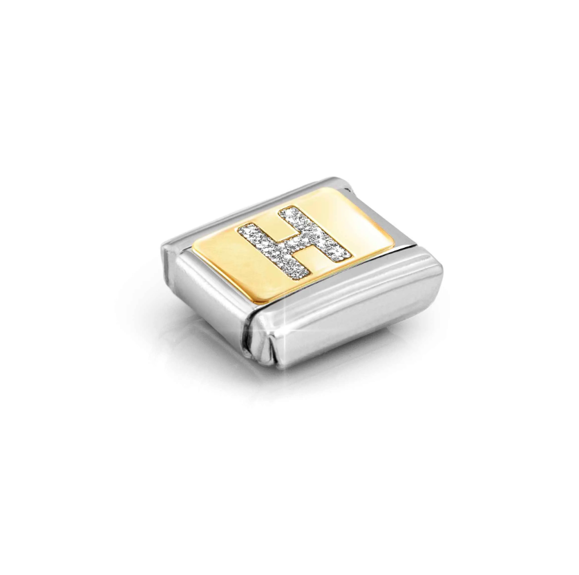Nomination Glitter Letter H 18ct Gold and Stainless Steel Composable Charm