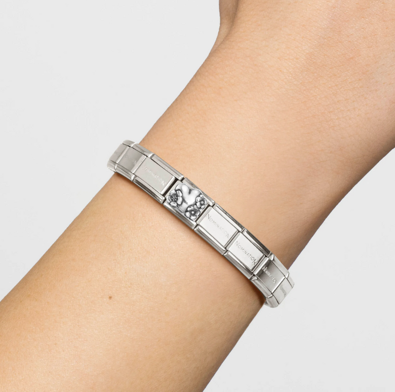 Nomination Heart and Flowers Sterling Silver and Stainless Steel Composable Charm