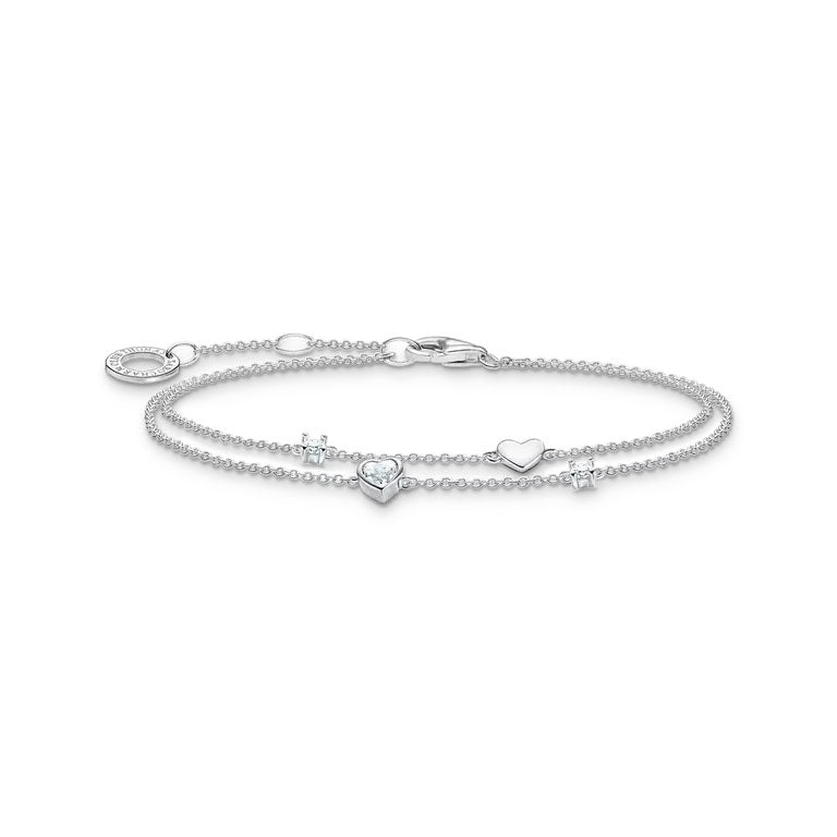 Thomas Sabo Sterling Silver Heart CZ Double Bracelet