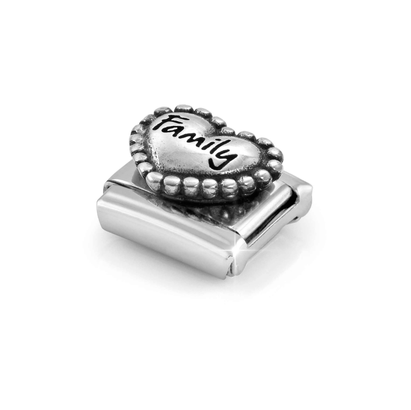 Nomination Family Heart with Dots Sterling Silver and Stainless Steel Composable Charm