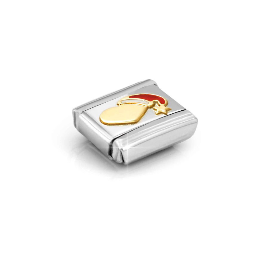 Nomination Heart with Santa Hat 18ct Gold and Stainless Steel Composable Charm