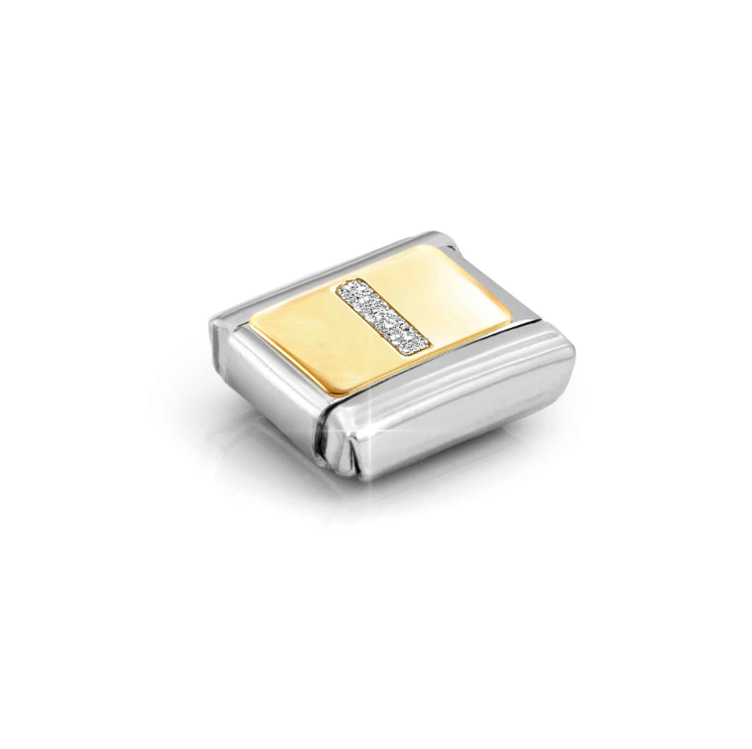 Nomination Glitter Letter I 18ct Gold and Stainless Steel Composable Charm