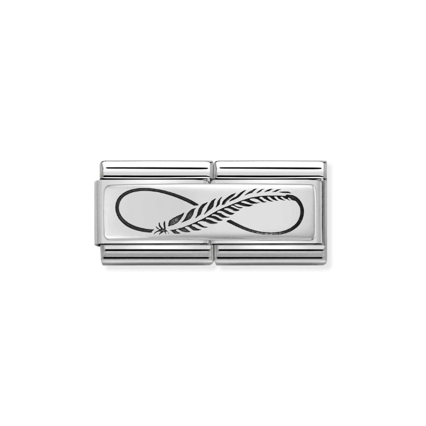 Nomination Infinity Feather Double Link Sterling Silver and Stainless Steel Composable Charm
