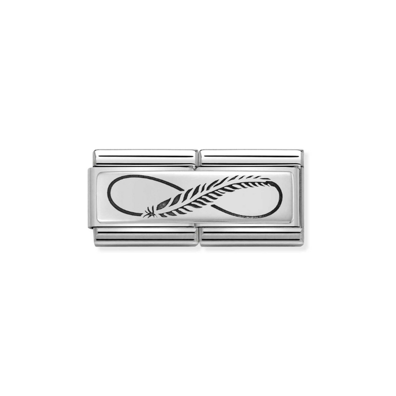 Nomination Infinity Feather Double Link Sterling Silver and Stainless Steel Composable Charm