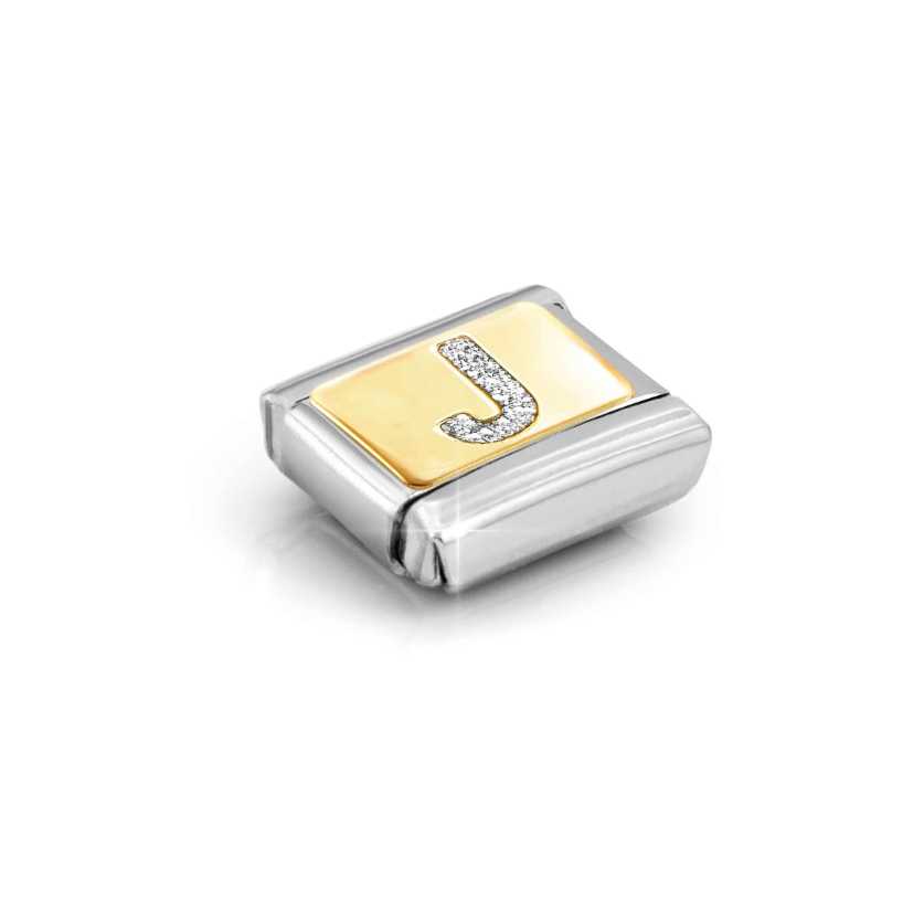 Nomination Glitter Letter J 18ct Gold and Stainless Steel Composable Charm