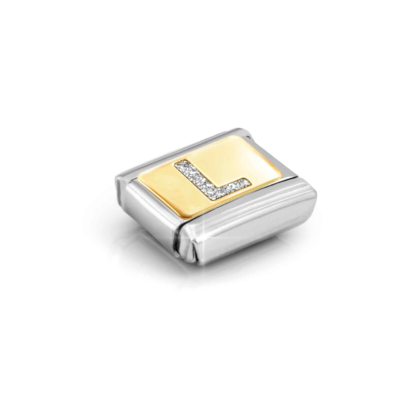 Nomination Glitter Letter L 18ct Gold and Stainless Steel Composable Charm