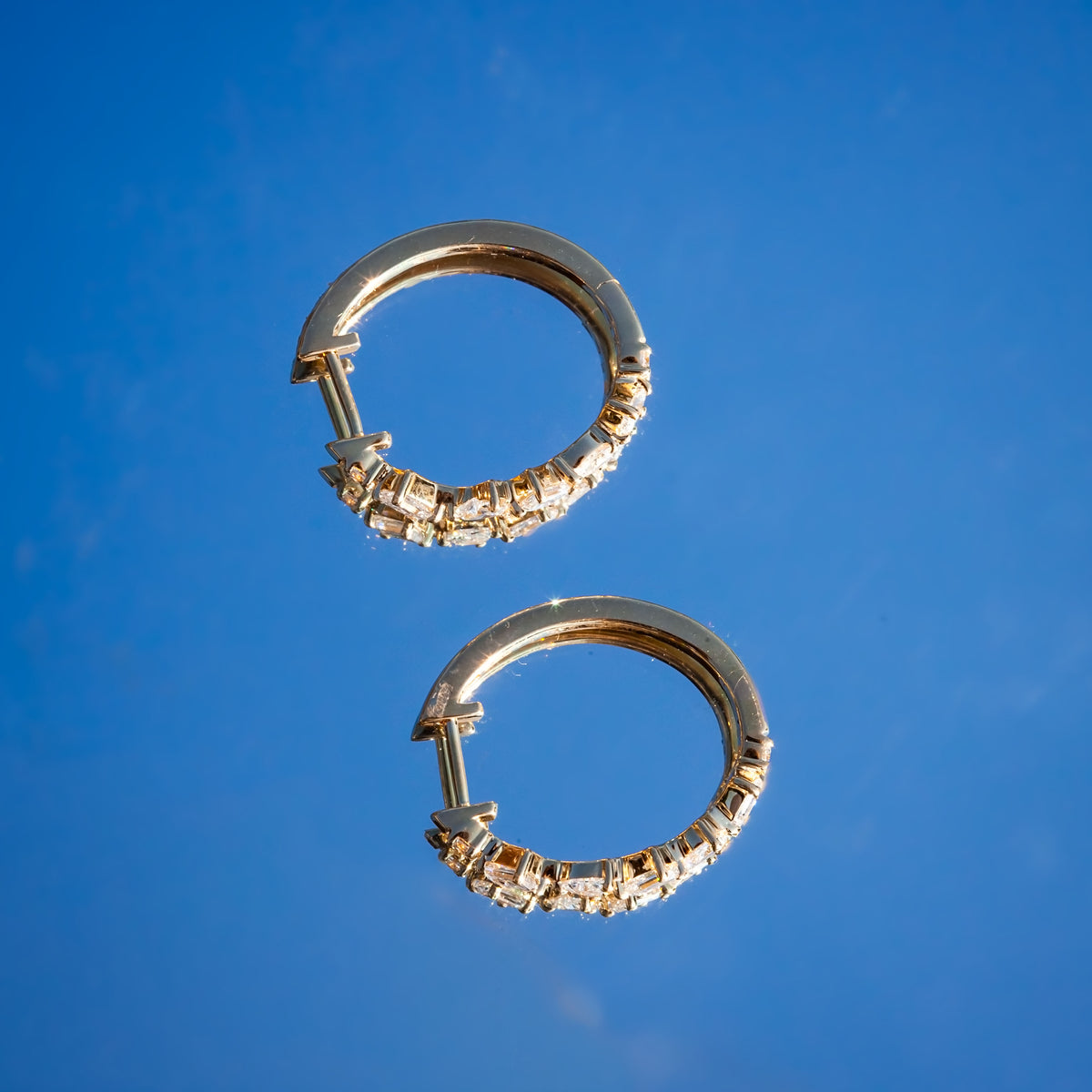 9ct yellow gold 1.02ct Mixed Cut Lab Diamond Hoop Earrings