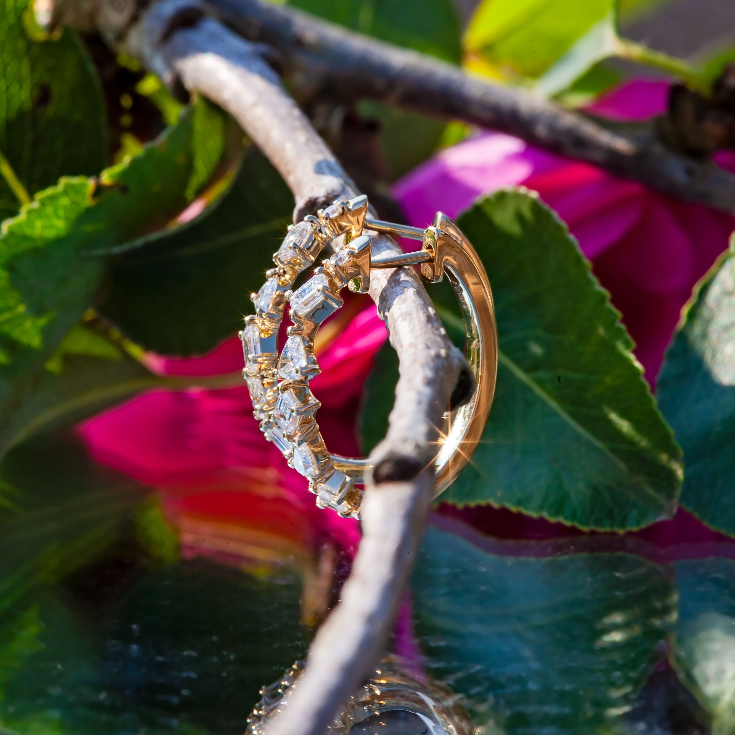 9ct yellow gold 1.02ct Mixed Cut Lab Diamond Hoop Earrings