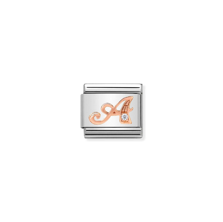 Nomination CZ Letter A 9ct Gold and Stainless Steel Composable Charm