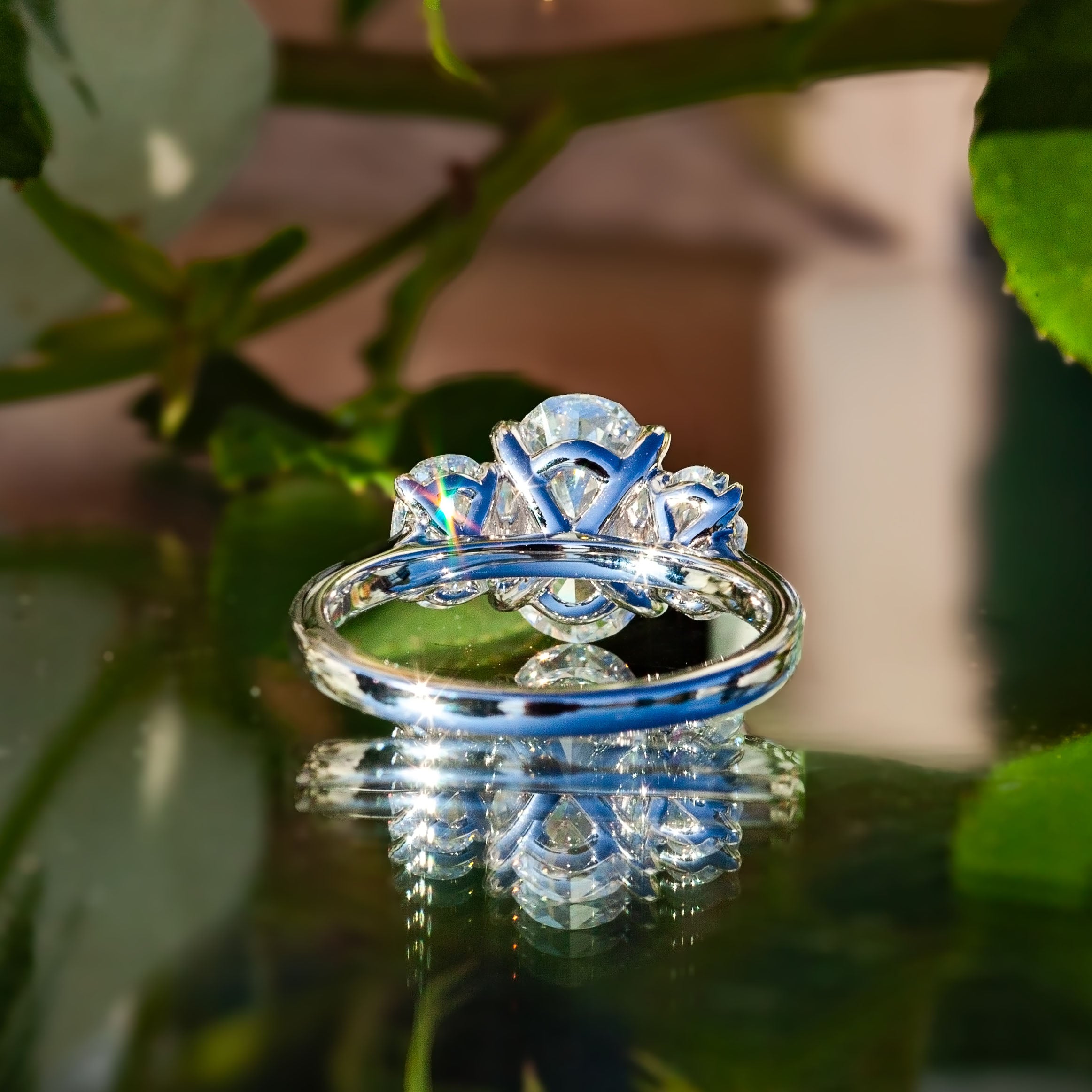 9ct White Gold 2.25ct Oval Lab Diamond Trilogy Ring
