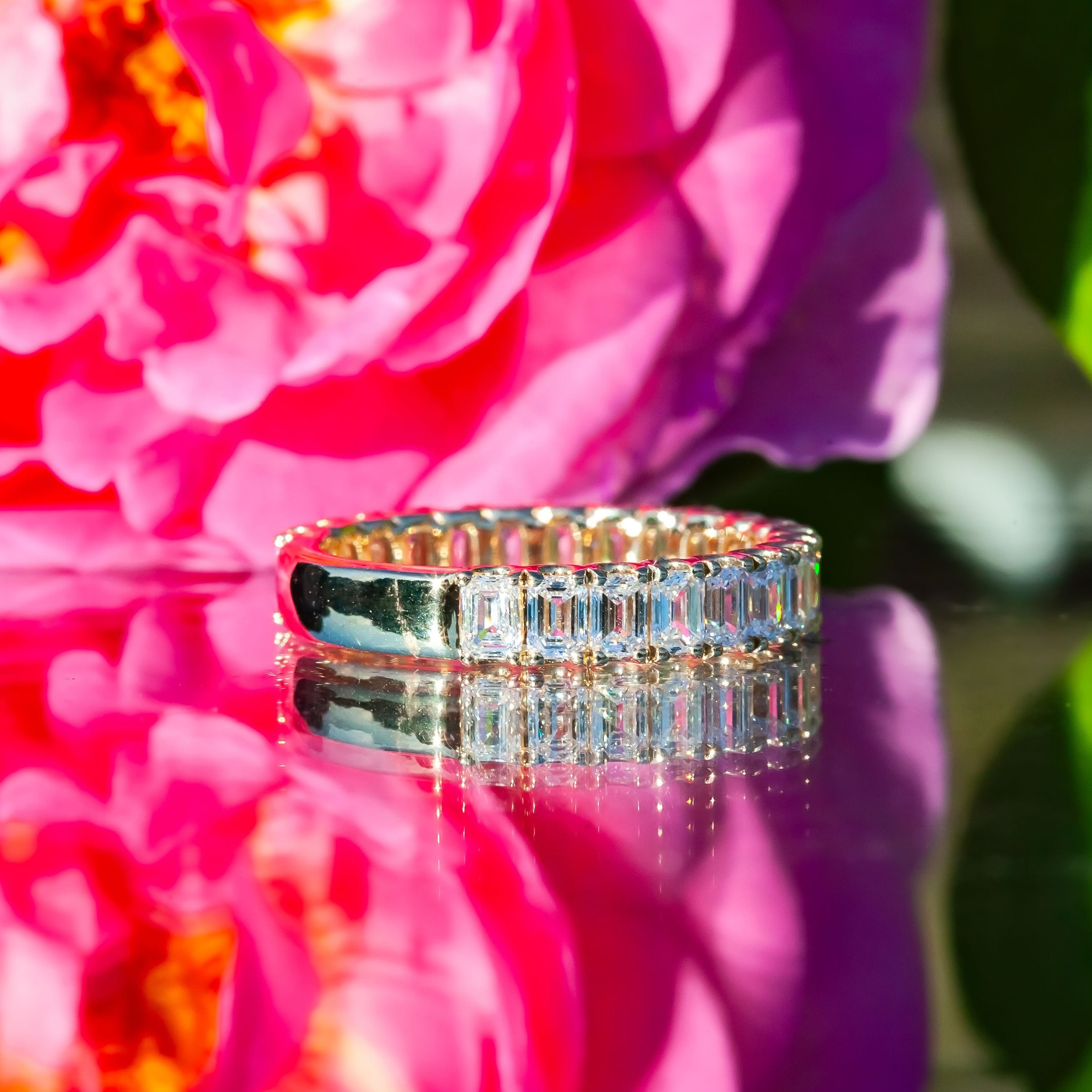 9ct Yellow Gold 2.1ct Emerald Cut Lab Diamond Eternity Ring