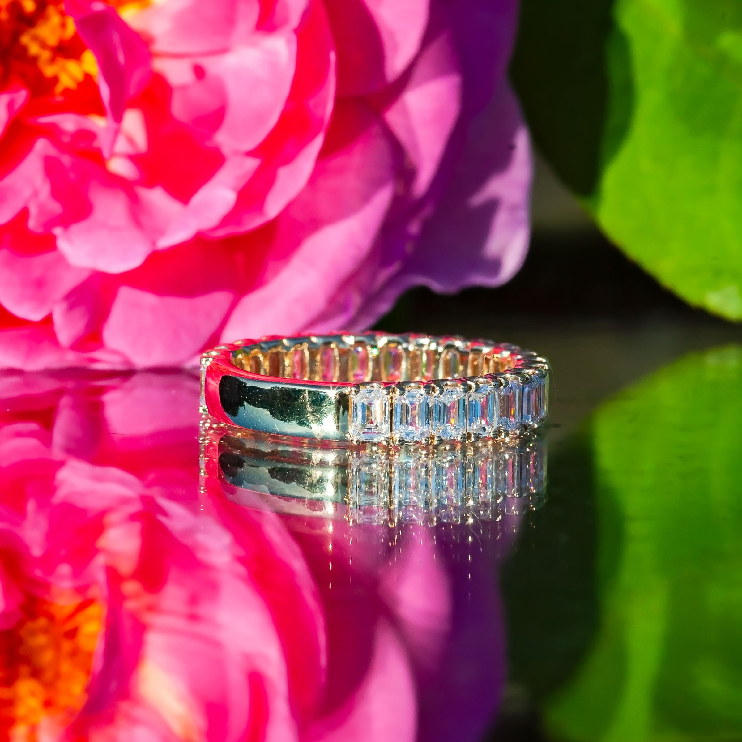 9ct Yellow Gold 2.1ct Emerald Cut Lab Diamond Eternity Ring