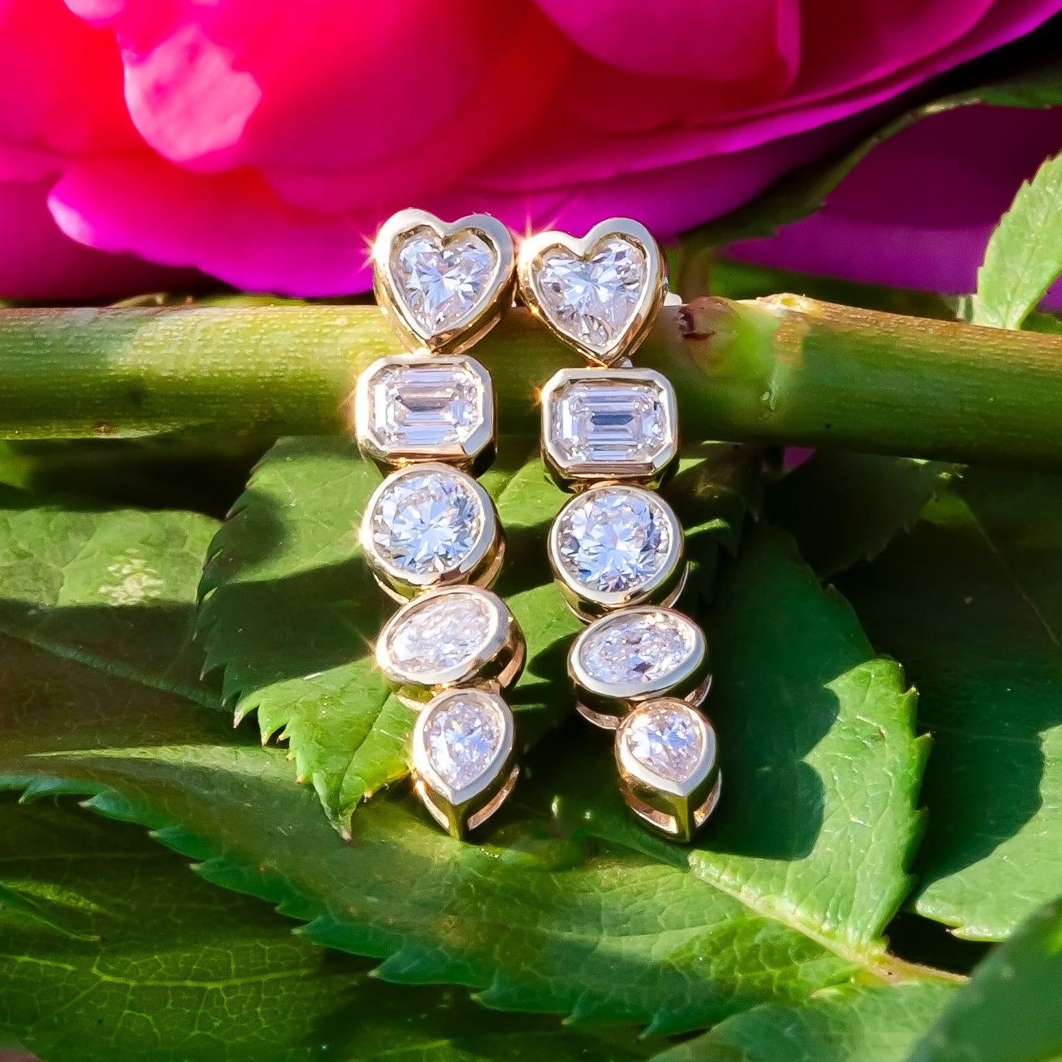 9ct Yellow Gold 0.89ct Mixed Cut Lab Diamond Drop Earrings