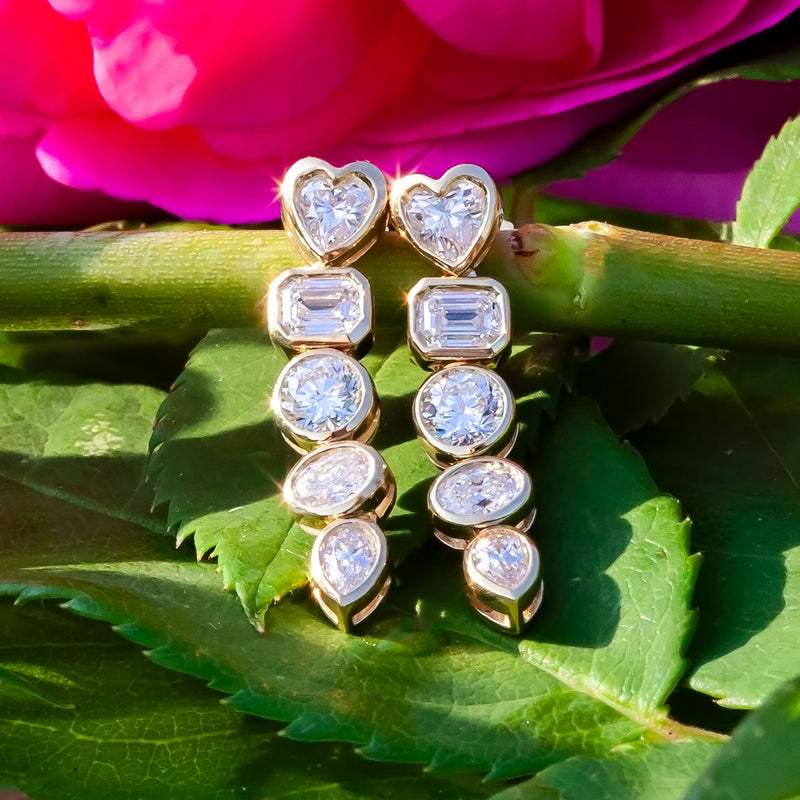 9ct Yellow Gold 0.89ct Mixed Cut Lab Diamond Drop Earrings