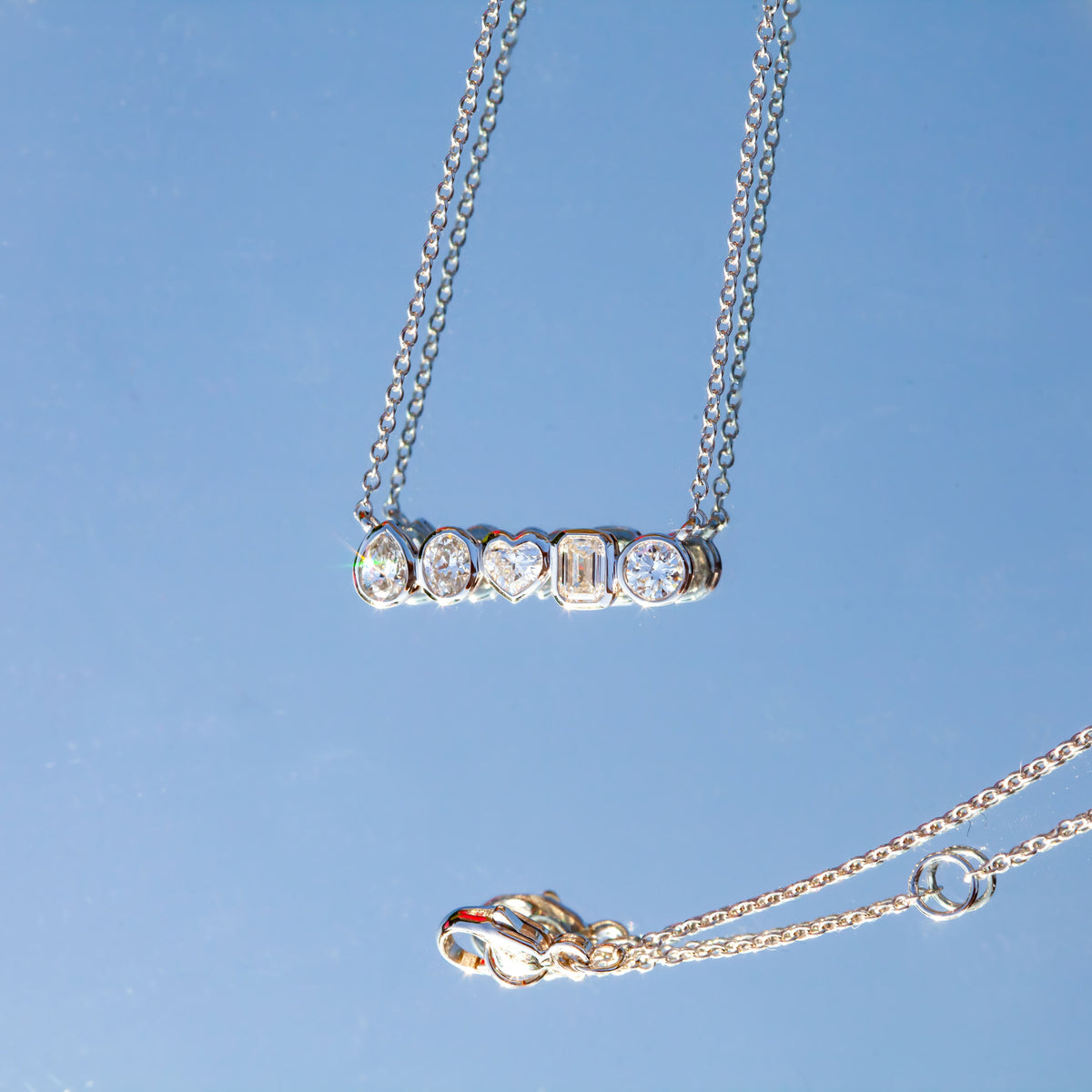 9ct White Gold 0.56ct Mixed Cut Lab Diamond Necklace