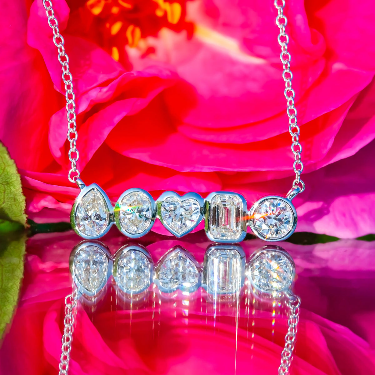 9ct White Gold 0.56ct Mixed Cut Lab Diamond Necklace