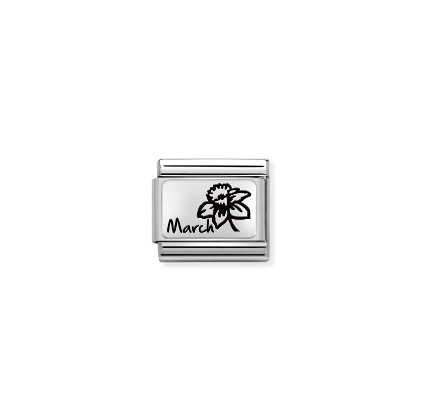 Nomination March Month Flower Sterling Silver and Stainless Steel Composable Charm